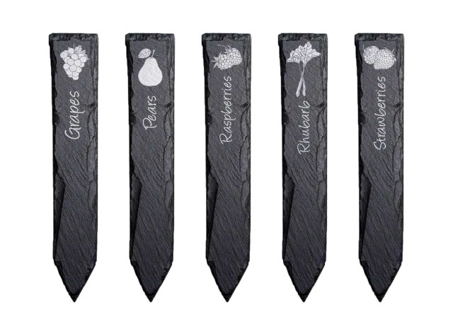 welsh slate plant labels for your fruit garden & allotment with various designs